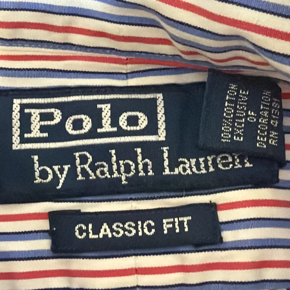 Polo Ralph Lauren Blake Mens Large Red Striped Button Down Shirt Cotton
